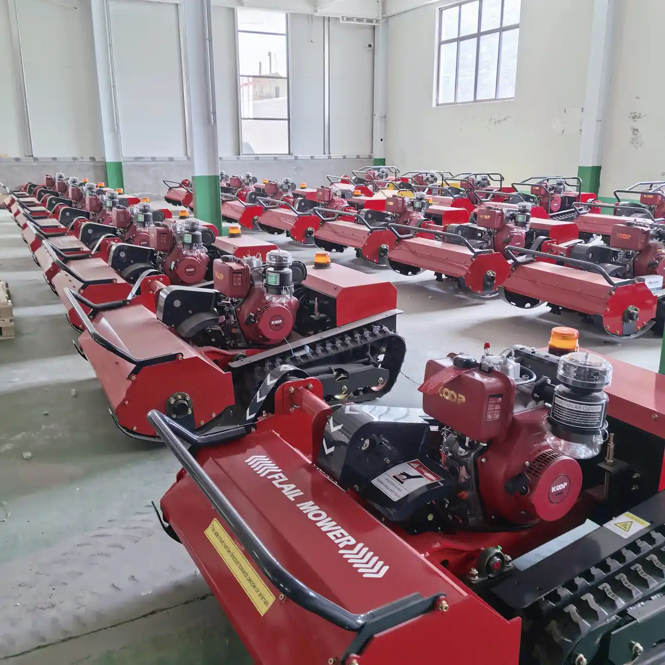 Tracked MERI remote control mower detail for rough and uneven terrain