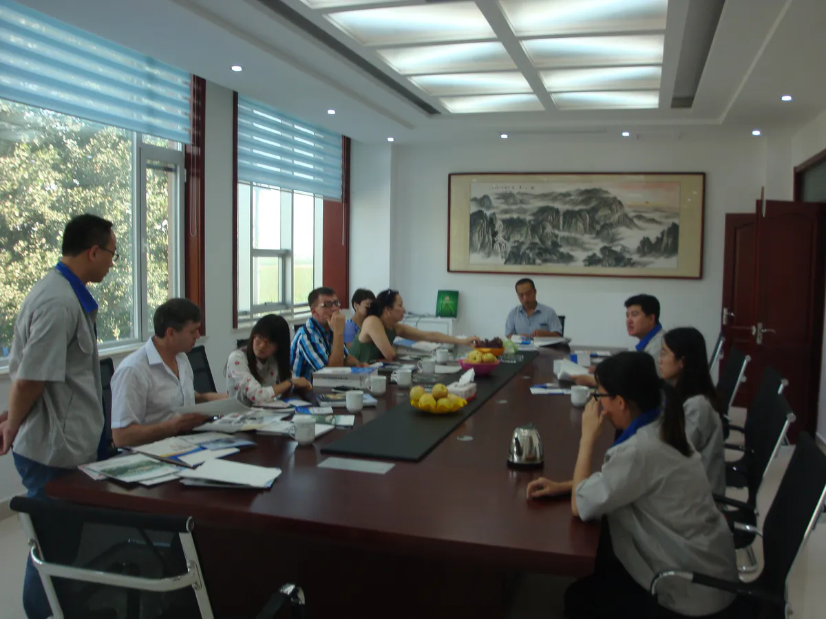 MERI team meeting with international customers during a factory visit