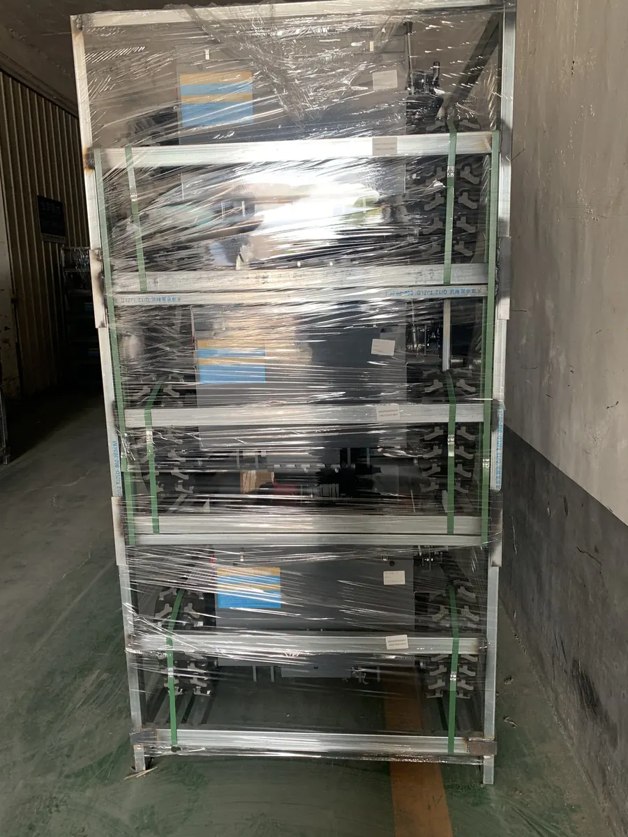 MERI remote mowers secured in iron frame export packing