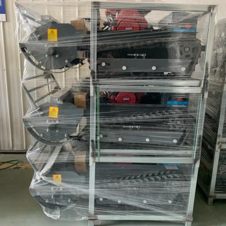 MERI remote control mower protected in an iron export frame