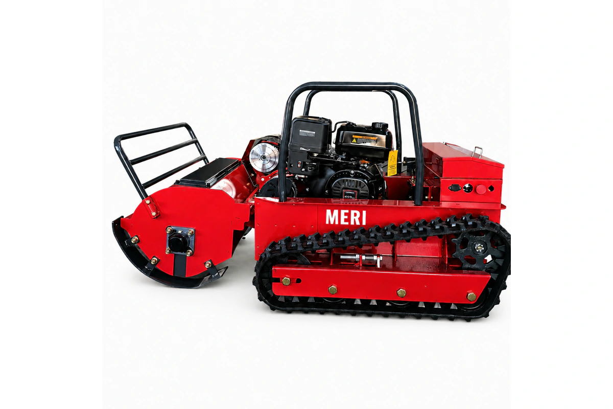 MERI tracked remote control mower prepared for configuration checks