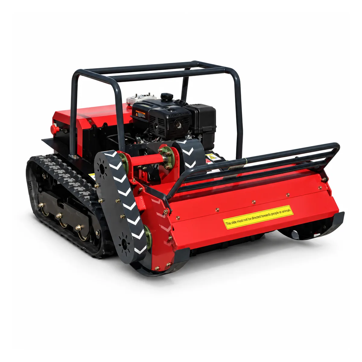 MERI ME1000-48 gasoline remote control flail mower, front three-quarter view