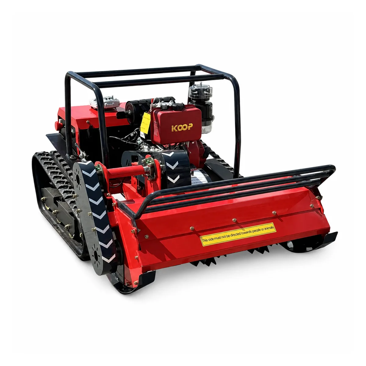 MERI ME1000D-24 diesel remote control flail mower, front three-quarter view
