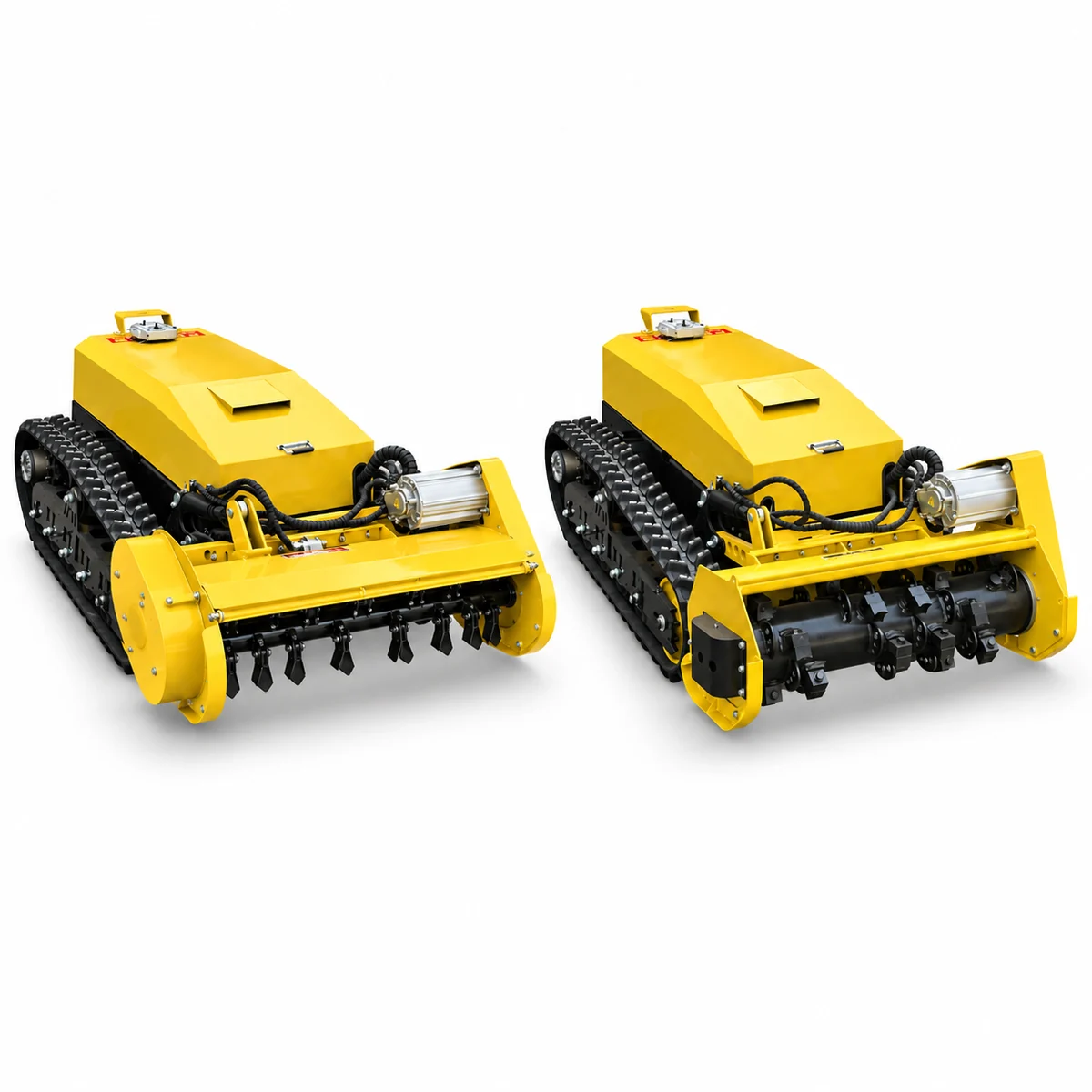 ME-RFM1000-E electric forestry mulcher with interchangeable flail mowing and fixed-tooth mulching heads