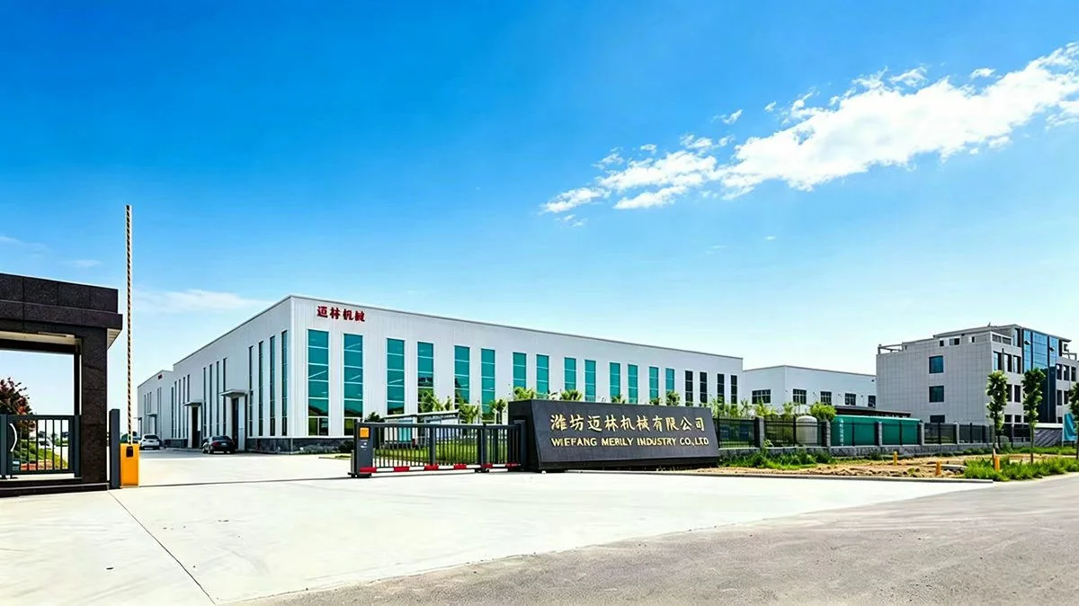 Factory exterior where remote control mowers are prepared for container shipment